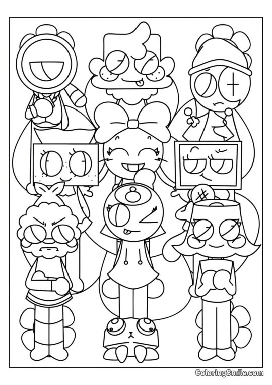 Toonie del Mundo de Dendy - Página para Colorear