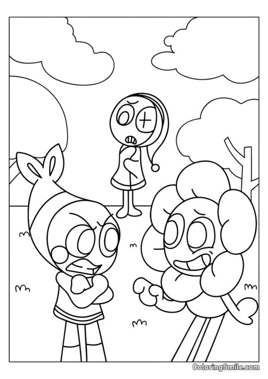 Shrimpo, Dendy y Astro - Página para Colorear