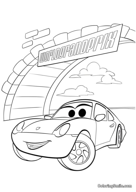 McQueen en el Gran Premio - Página para Colorear