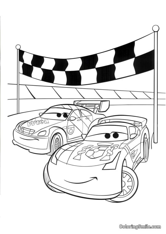 Coches en la meta - Página para Colorear