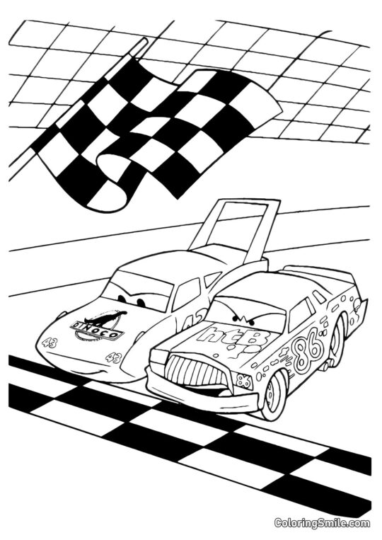 Coches en la salida - Página para Colorear