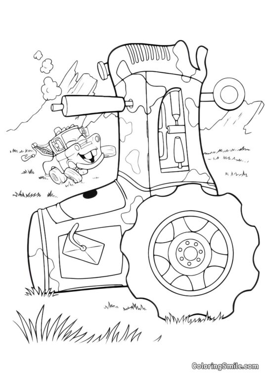 Tractor volcado - Página para Colorear