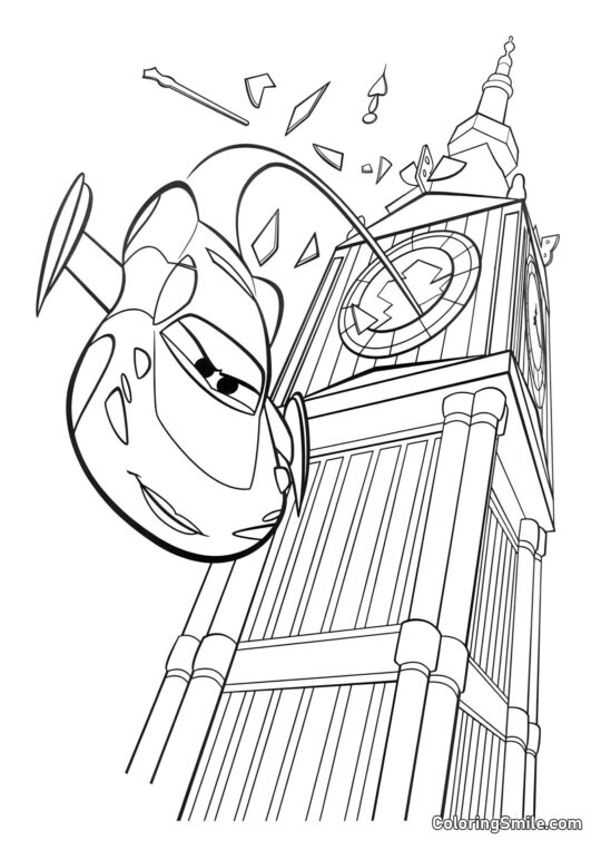 Coches en vuelo - Página para Colorear