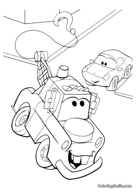 Coche con un gancho - Página para Colorear