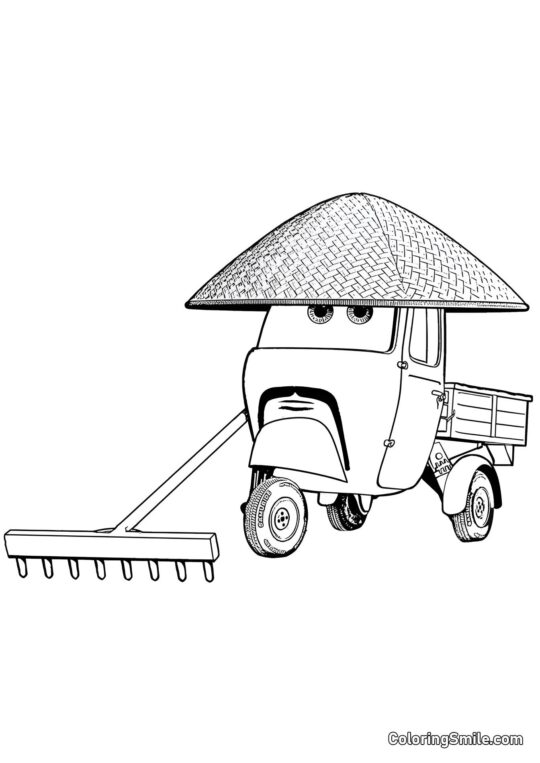 Coche con rastrillos - Página para Colorear