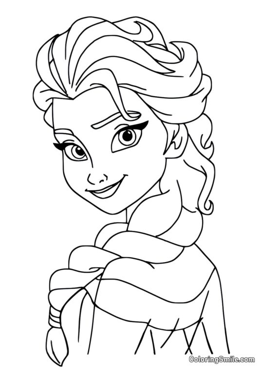 Elsa mira por encima del hombro - Página para Colorear