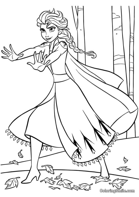 Elsa en el Bosque Encantado - Página para Colorear