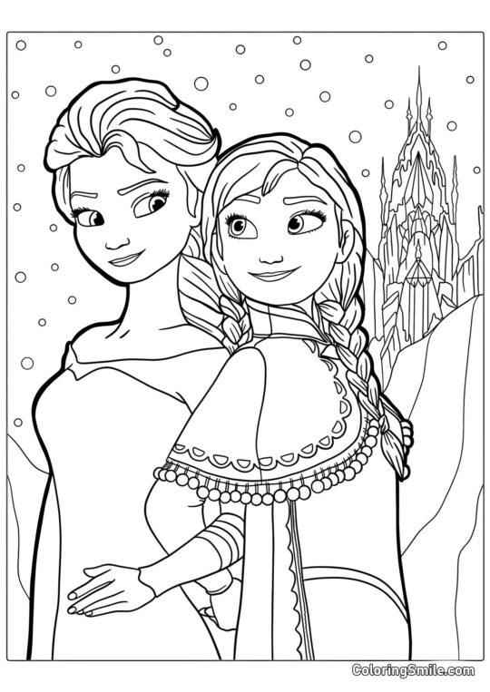 Hermanas Elsa y Anna - Página para Colorear