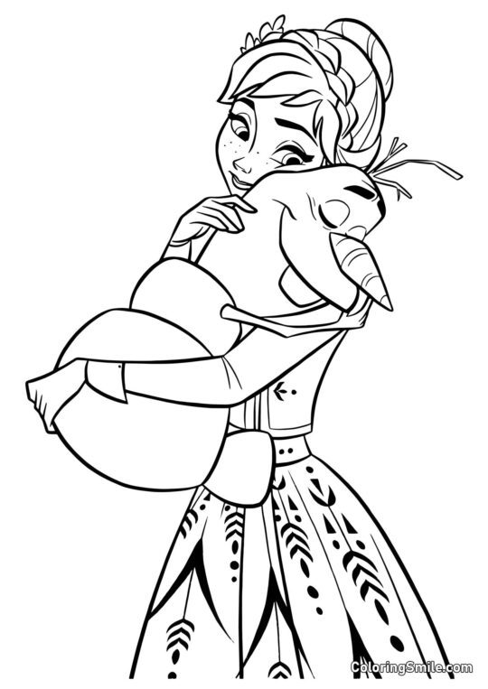 Anna abraza a Olaf - Página para Colorear