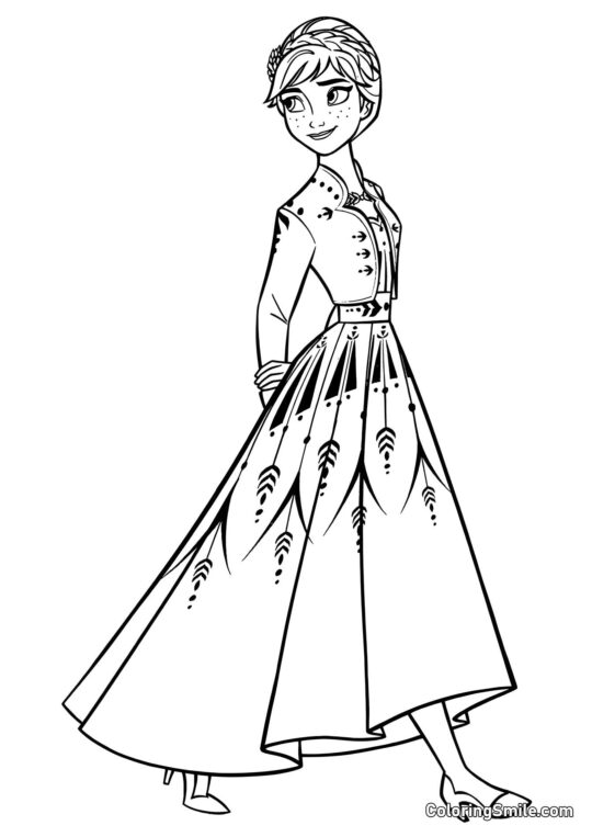 Anna la nueva Reina de Arendelle - Página para Colorear