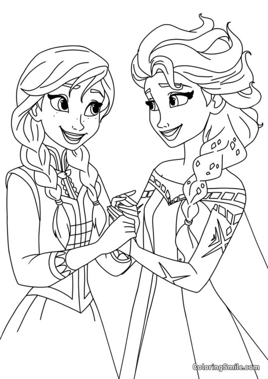 Anna y Elsa - Página para Colorear