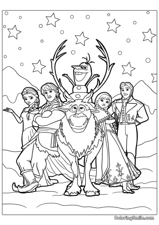 Personajes de la caricatura Frozen - Página para Colorear