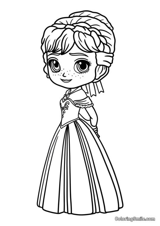 Chibi Anna de Frozen 2 - Página para Colorear