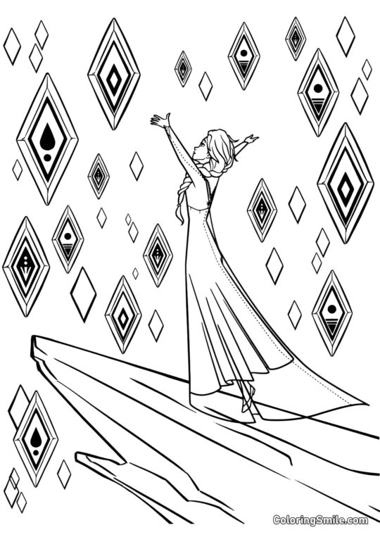 Elsa y los cristales elementales - Página para Colorear