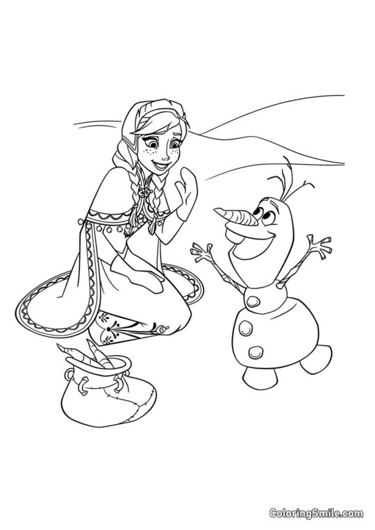 Anna y Olaf - Página para Colorear