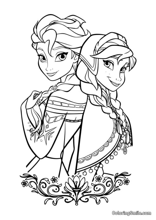 Elsa y Anna de Frozen 2 - Página para Colorear