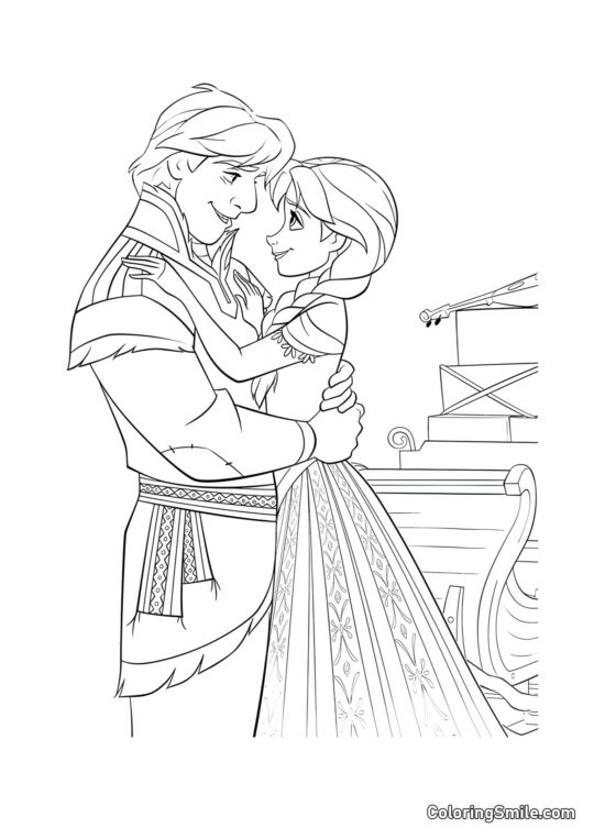 Anna y Kristoff - Página para Colorear