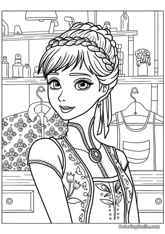 Princesa Anna – Belleza - Página para Colorear