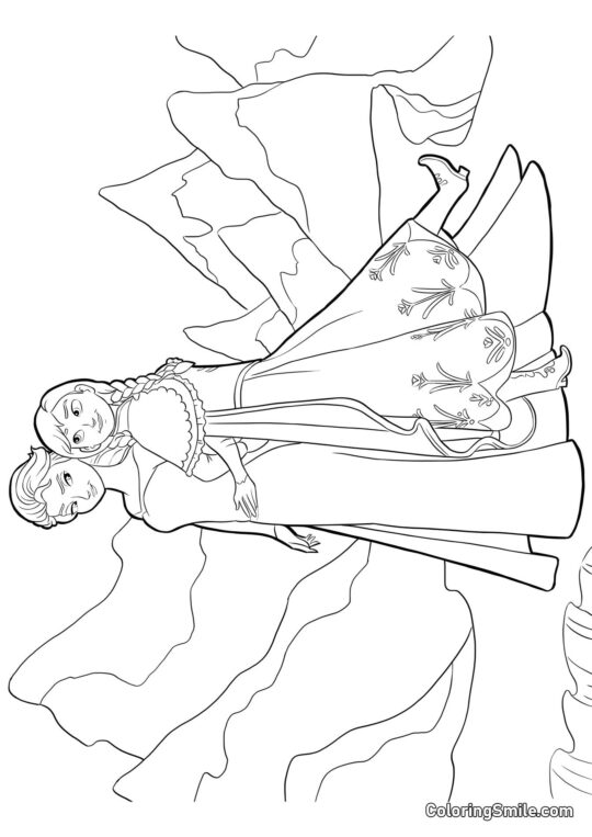 Anna y Elsa juntas - Página para Colorear