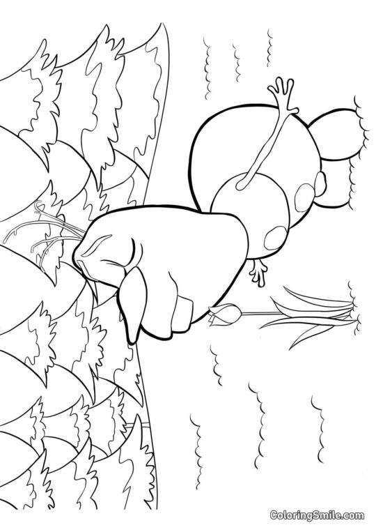 Olaf olfatea una flor - Página para Colorear