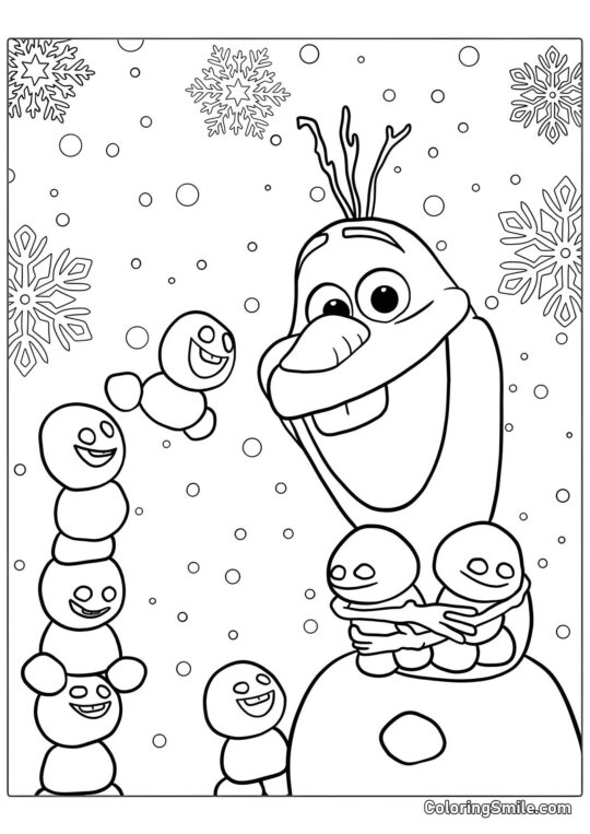 Olaf y bebés muñecos de nieve - Página para Colorear