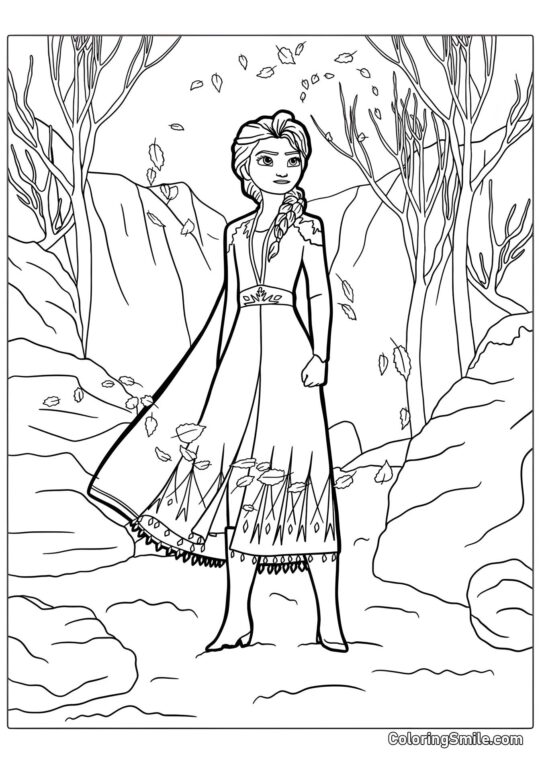 Elsa en el cañón - Página para Colorear