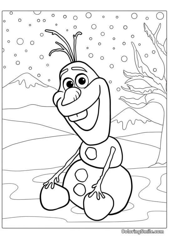 Olaf sonriendo - Página para Colorear