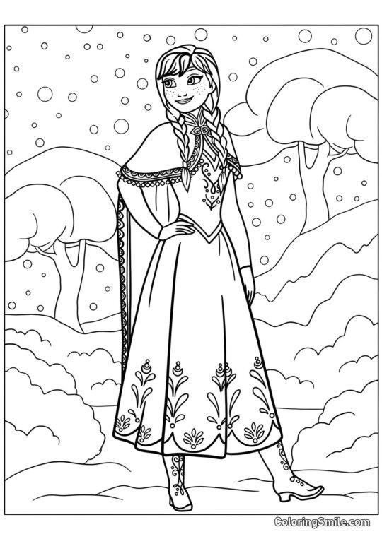 La hermana de Elsa – Anna - Página para Colorear