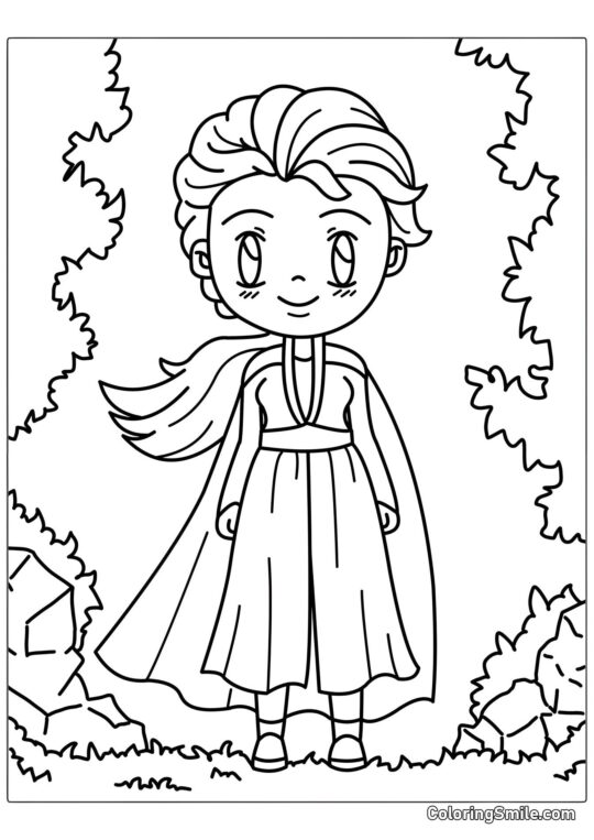 Kawaii Elsa - Página para Colorear