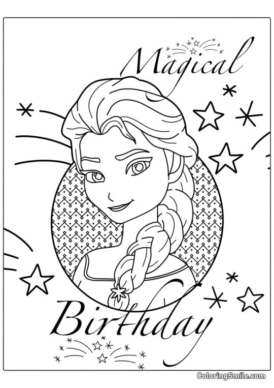 Tarjeta con Elsa de Frozen 2 - Página para Colorear
