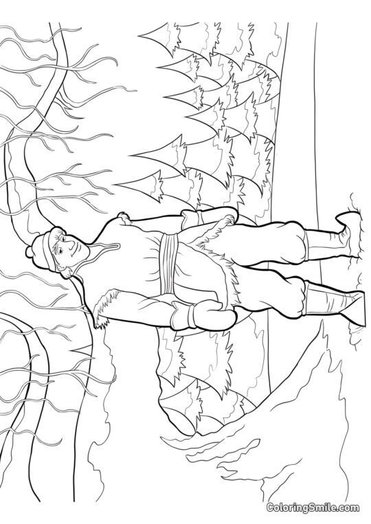 Kristoff en el bosque - Página para Colorear